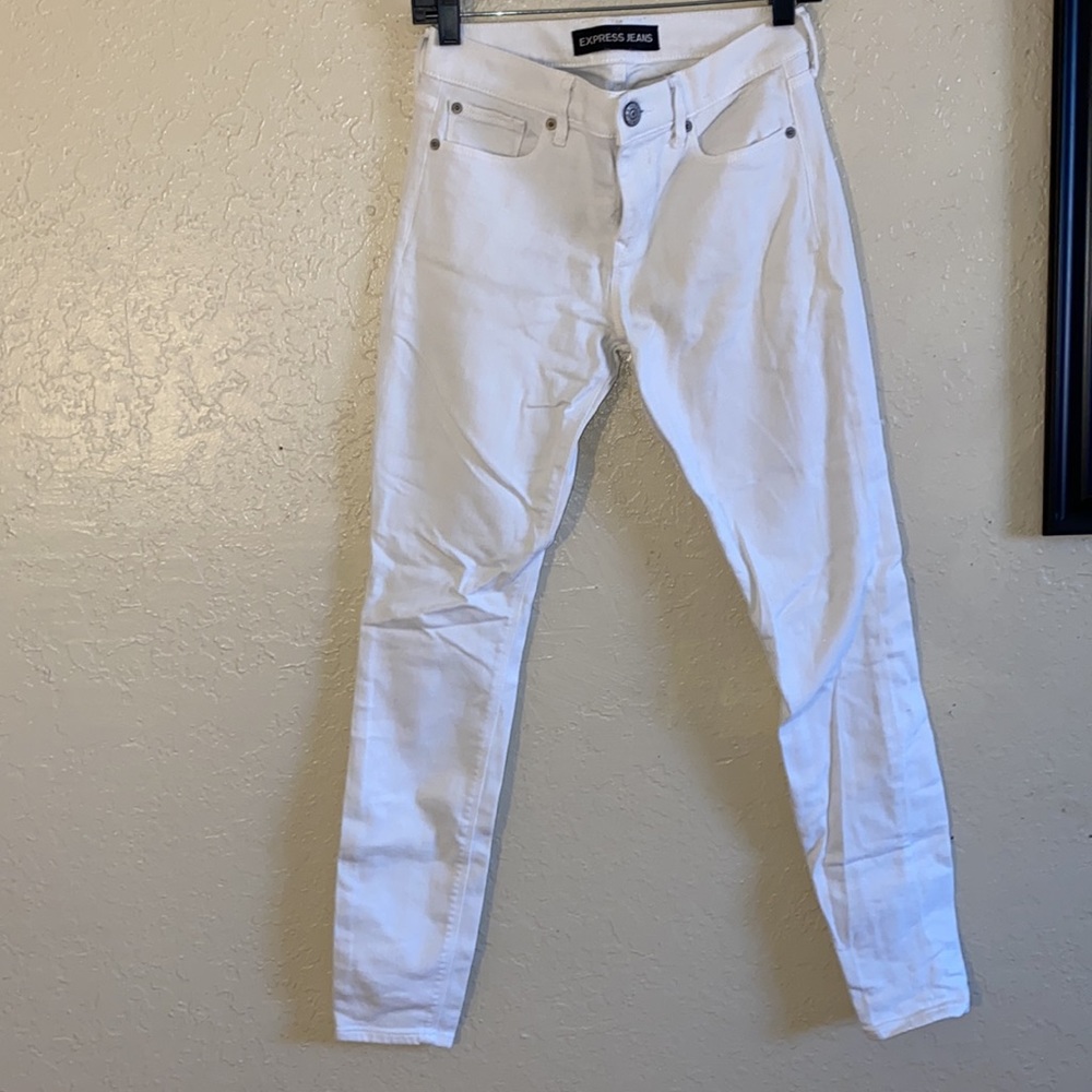 Express Mid Rise Legging White Jeans Size 2R - Picture 5 of 7